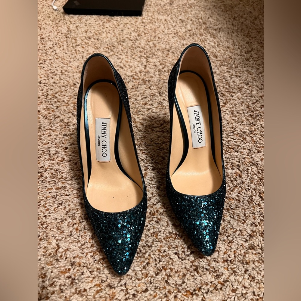 Jimmy Choo Green Glitter Heels
